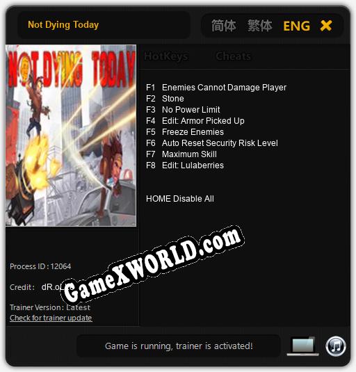 Not Dying Today: Трейнер +8 [v1.5]
