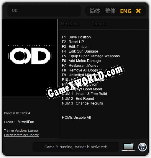 OD: Трейнер +15 [v1.5]