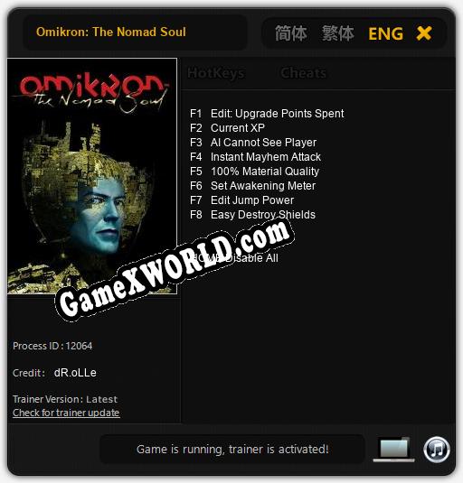 Omikron: The Nomad Soul: ТРЕЙНЕР И ЧИТЫ (V1.0.66)