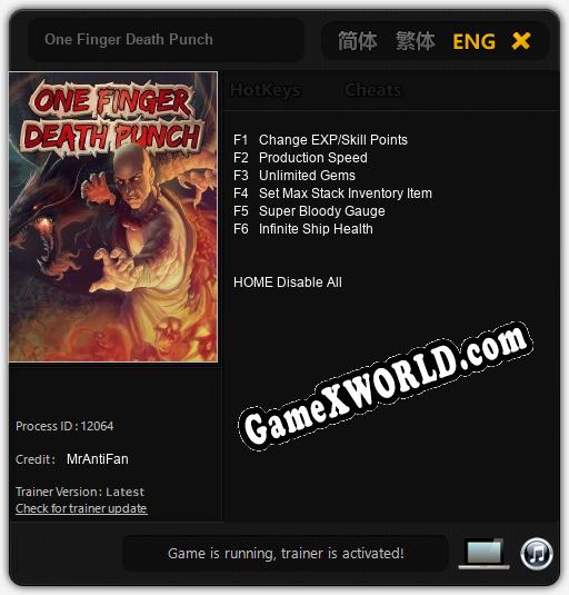 One Finger Death Punch: Читы, Трейнер +6 [MrAntiFan]