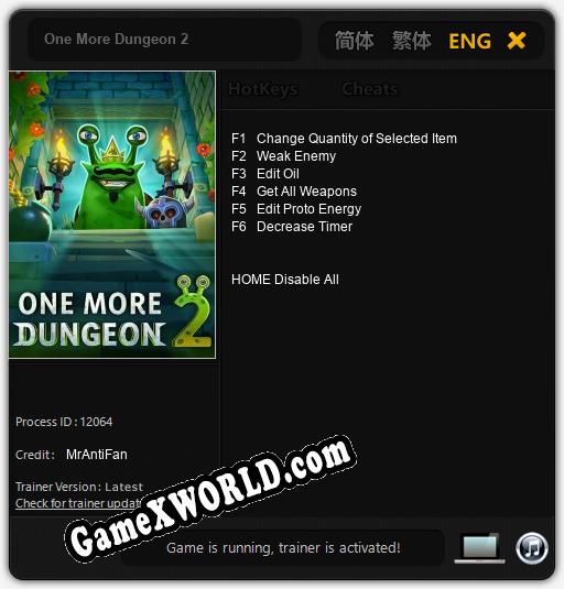Трейнер для One More Dungeon 2 [v1.0.2]