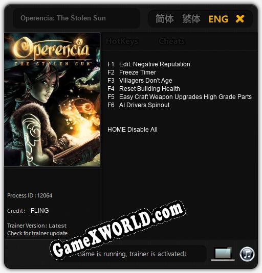Operencia: The Stolen Sun: ТРЕЙНЕР И ЧИТЫ (V1.0.97)