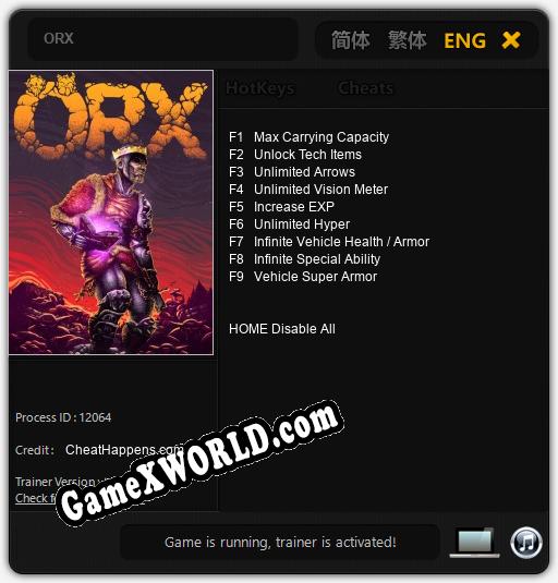 ORX: Трейнер +9 [v1.4]