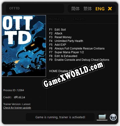 Трейнер для OTTTD [v1.0.3]