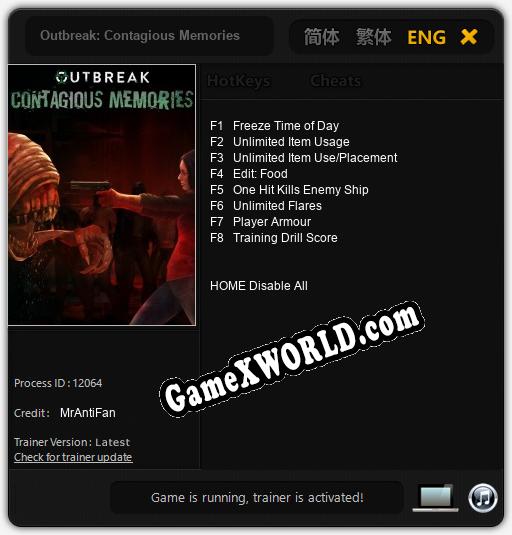Outbreak: Contagious Memories: Трейнер +8 [v1.6]