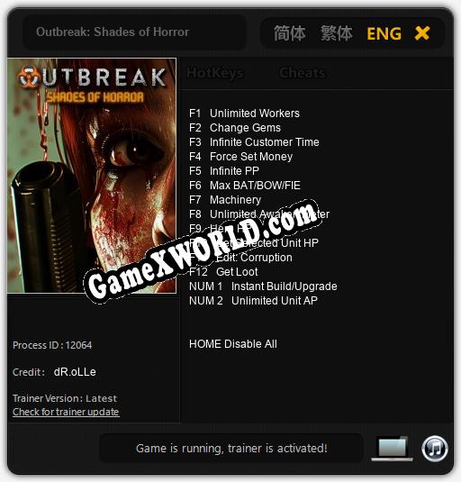 Outbreak: Shades of Horror: Читы, Трейнер +14 [dR.oLLe]