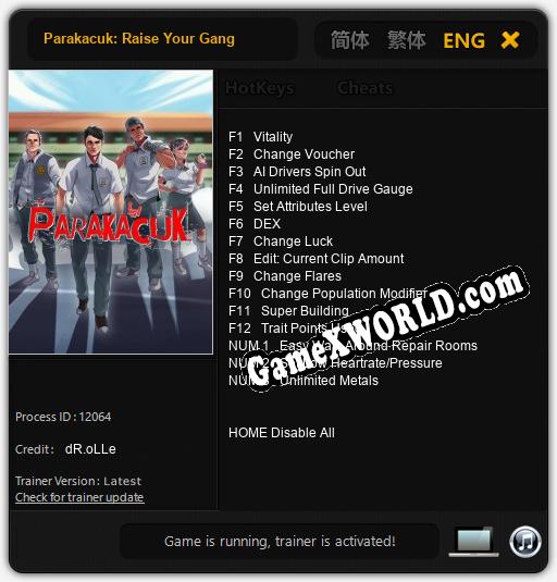 Трейнер для Parakacuk: Raise Your Gang [v1.0.9]