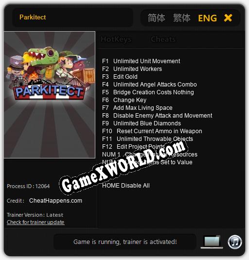 Трейнер для Parkitect [v1.0.9]