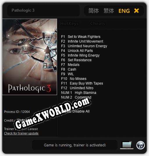 Pathologic 3: Трейнер +14 [v1.7]