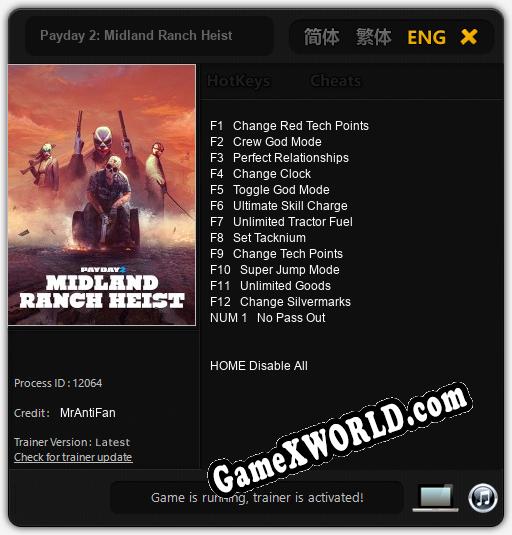 Payday 2: Midland Ranch Heist: Трейнер +13 [v1.7]