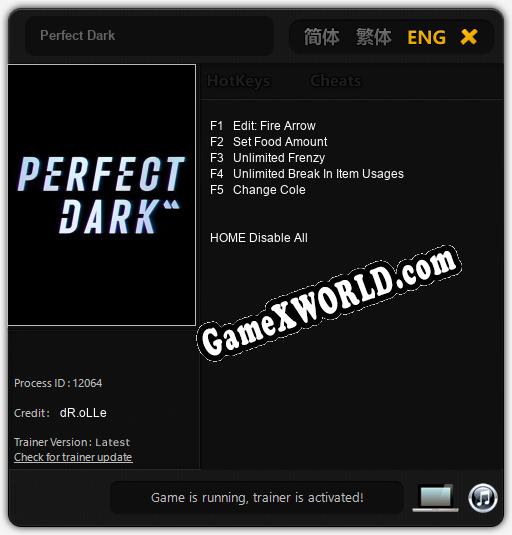 Perfect Dark: Читы, Трейнер +12 [CheatHappens.com]