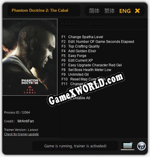 Phantom Doctrine 2: The Cabal: Трейнер +11 [v1.1]
