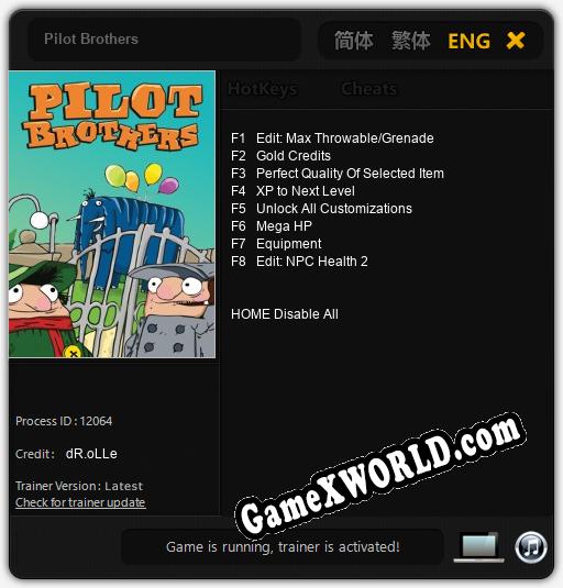 Pilot Brothers: Трейнер +8 [v1.6]