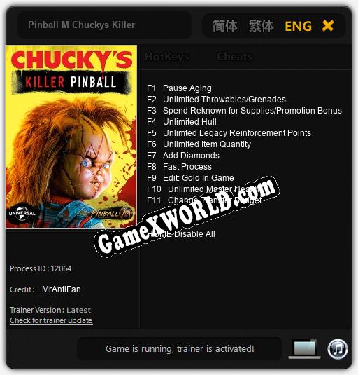 Pinball M Chuckys Killer: Трейнер +11 [v1.4]