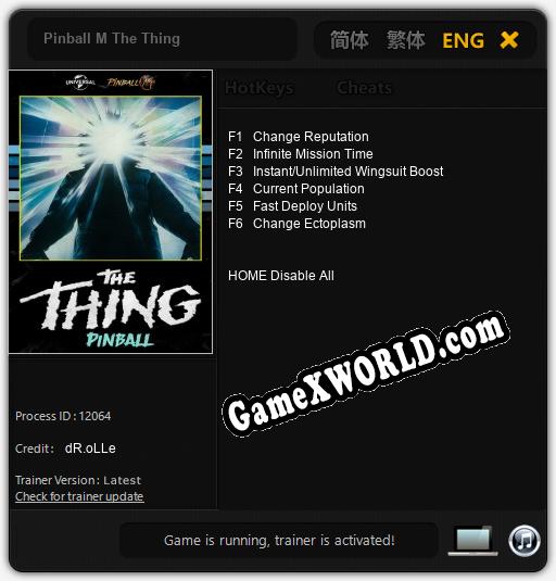 Трейнер для Pinball M The Thing [v1.0.4]