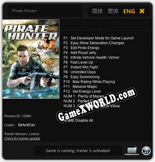 Трейнер для Pirate Hunter [v1.0.8]