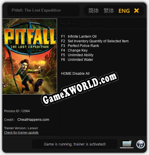 Pitfall: The Lost Expedition: Трейнер +6 [v1.8]