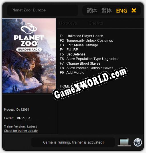 Planet Zoo: Europe: ТРЕЙНЕР И ЧИТЫ (V1.0.50)