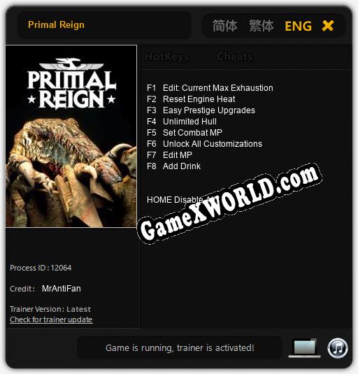 Primal Reign: Читы, Трейнер +8 [MrAntiFan]