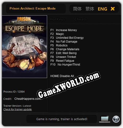 Prison Architect: Escape Mode: ТРЕЙНЕР И ЧИТЫ (V1.0.67)