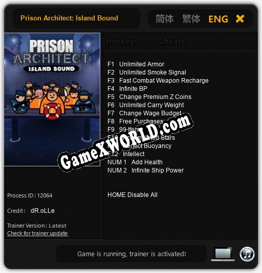 Трейнер для Prison Architect: Island Bound [v1.0.6]