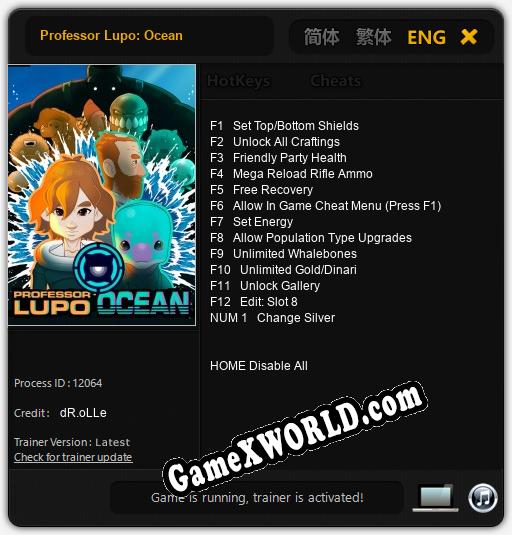 Трейнер для Professor Lupo: Ocean [v1.0.8]