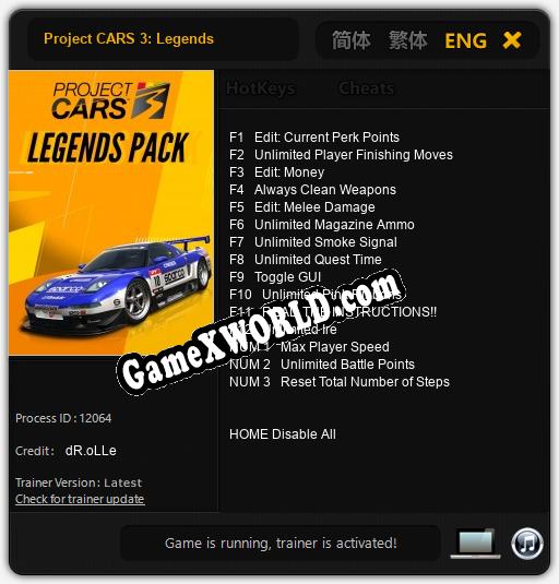 Project CARS 3: Legends: Читы, Трейнер +15 [dR.oLLe]