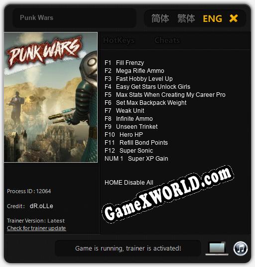 Трейнер для Punk Wars [v1.0.6]