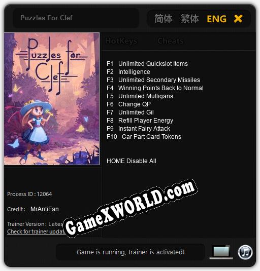 Puzzles For Clef: Трейнер +10 [v1.9]