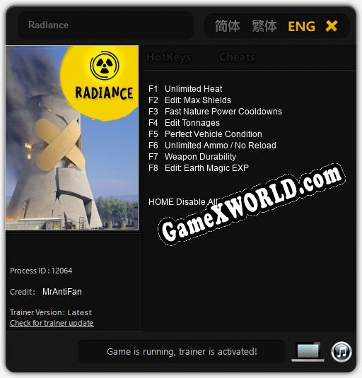 Radiance: Читы, Трейнер +8 [MrAntiFan]