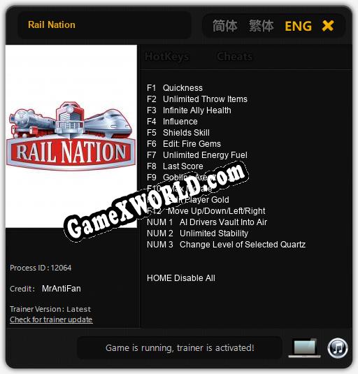 Rail Nation: Трейнер +15 [v1.1]