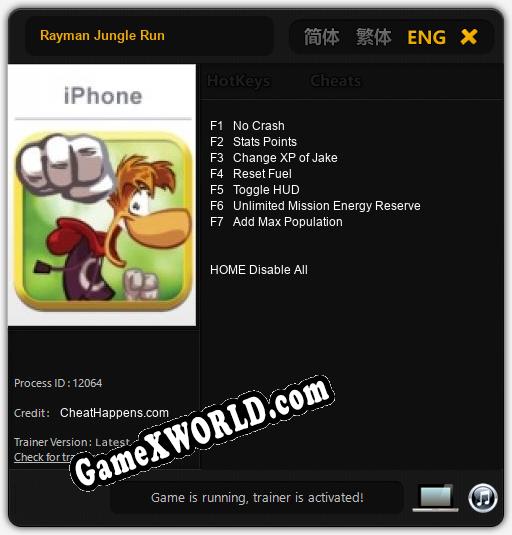 Rayman Jungle Run: Трейнер +7 [v1.1]