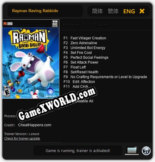 Rayman Raving Rabbids: Трейнер +11 [v1.5]