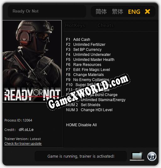 Ready Or Not: Читы, Трейнер +15 [dR.oLLe]