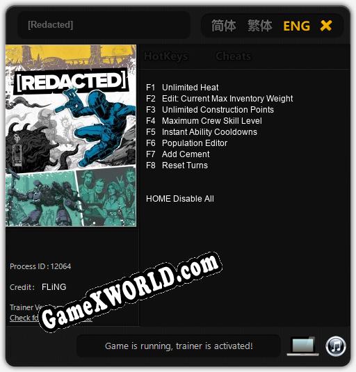 [Redacted]: Читы, Трейнер +8 [FLiNG]