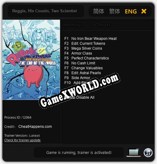Reggie, His Cousin, Two Scientists and Most Likely the End of the World: Трейнер +10 [v1.6]