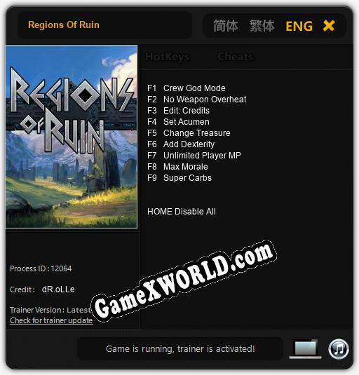 Трейнер для Regions Of Ruin [v1.0.5]