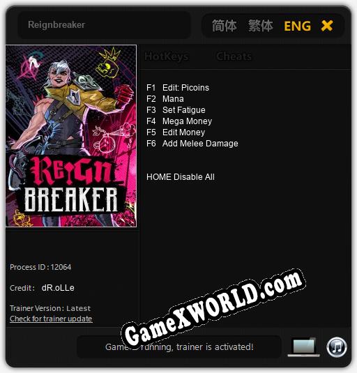 Reignbreaker: ТРЕЙНЕР И ЧИТЫ (V1.0.39)