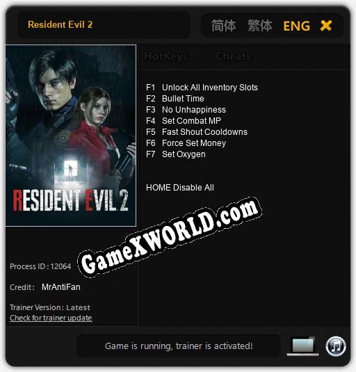 Resident Evil 2: Читы, Трейнер +7 [MrAntiFan]
