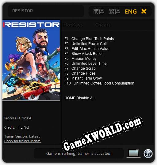 RESISTOR: Трейнер +10 [v1.9]