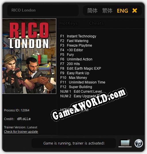 Трейнер для RICO London [v1.0.5]