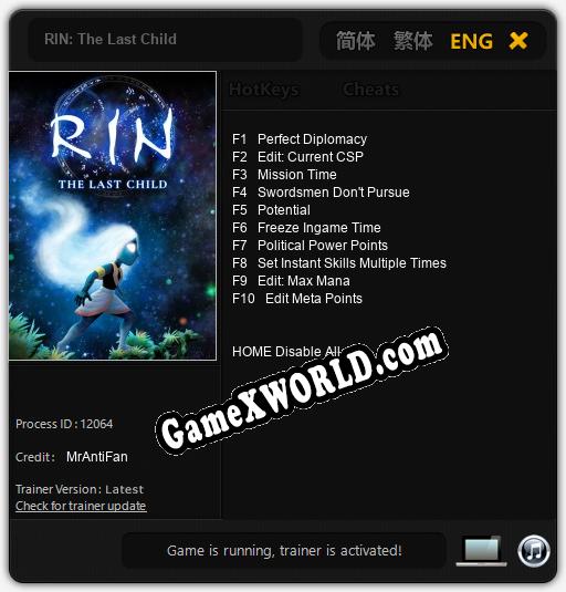 RIN: The Last Child: Читы, Трейнер +10 [MrAntiFan]