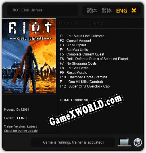 RIOT Civil Unrest: Трейнер +12 [v1.7]