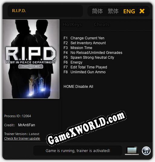 R.I.P.D.: Трейнер +8 [v1.4]