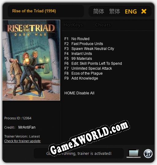 Трейнер для Rise of the Triad (1994) [v1.0.1]