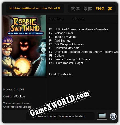 Трейнер для Robbie Swifthand and the Orb of Mysteries [v1.0.3]