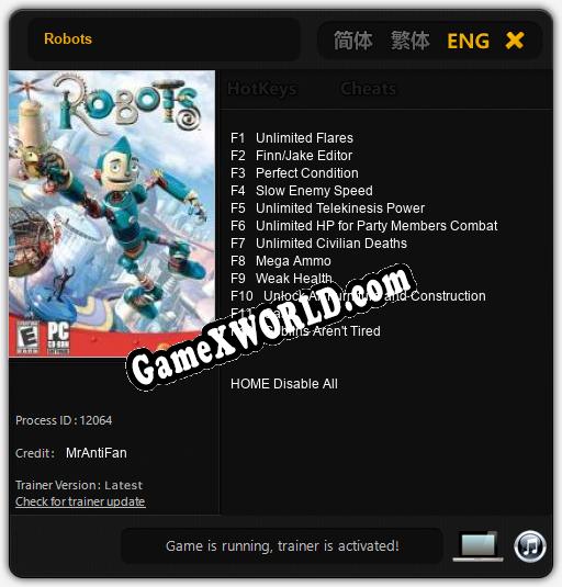 Robots: Трейнер +12 [v1.2]