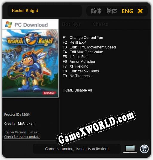 Rocket Knight: Читы, Трейнер +9 [MrAntiFan]