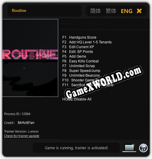Routine: Читы, Трейнер +11 [MrAntiFan]