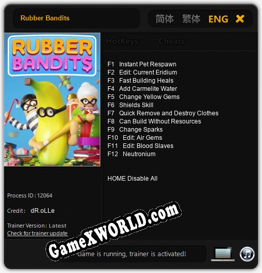 Rubber Bandits: ТРЕЙНЕР И ЧИТЫ (V1.0.21)